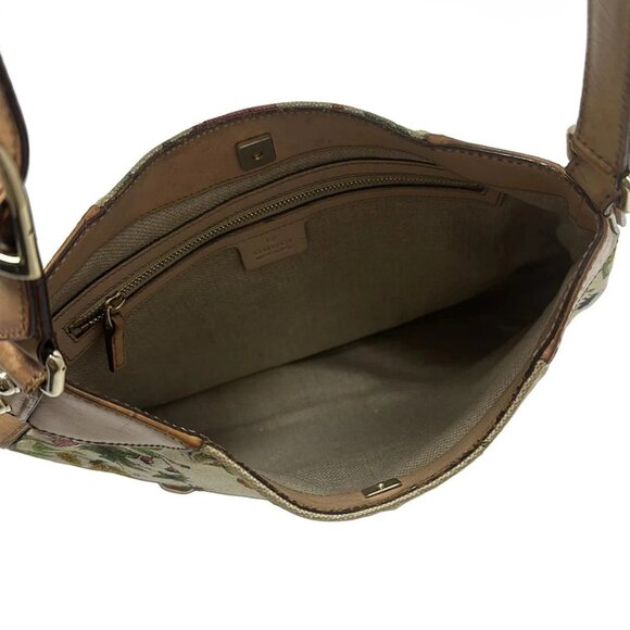 Auth GUCCI Flora,Hustler bit 137388 Cream Light Brown Multi Canvas Leather - Picture 5 of 10